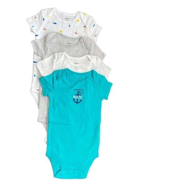 Carter’s Baby 4 Pack Short-Sleeved Onesies/Bodysuits 100% Cotton 9M NWOT - Picture 1 of 5